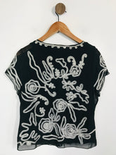 Load image into Gallery viewer, Jacques Vert Women's Floral Embroidered T-Shirt | S UK8 | Black