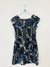 Load image into Gallery viewer, Mango Women’s Printed Sheath Mini Dress | S | Black Blue