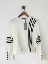 Load image into Gallery viewer, Mint Velvet Women’s Retro Stripe Boxy Knit Jumper NWT | XL UK16 | White