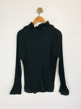 Load image into Gallery viewer, Gerry Weber Women's Pleated Ruffle Button-Up Shirt | L UK14 | Black