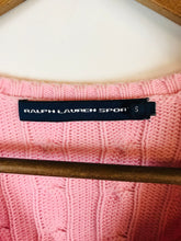 Load image into Gallery viewer, Ralph Lauren Women's Cotton V-Neck Cable Knit Jumper | S UK8 | Pink