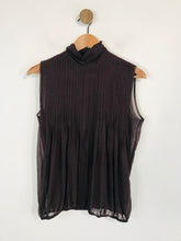 Load image into Gallery viewer, Elíta Women's Pleated Sheer Blouse | UK14 | Brown