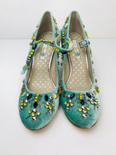 Load image into Gallery viewer, Boden Women's Embellished Velvet Heels | EU39 UK6 | Blue