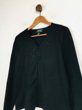 Load image into Gallery viewer, Lauren Ralph Lauren Women's Silk Embroidered Cardigan | L UK14 | Black