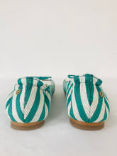 Load image into Gallery viewer, L.K. Bennett Women’s Slip On Stripe Ballet Pump Flats | UK6 EU39 | Green