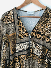 Load image into Gallery viewer, Joseph Ribkoff Women's Leopard Print Zipper Blouse  | XL | Brown