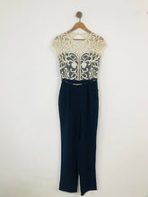 Load image into Gallery viewer, Little Mistress Women’s Embroidered Jumpsuit | UK12 | Navy Blue