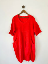Load image into Gallery viewer, WoolOvers Women’s Linen Pleated Midi Tunic Dress | UK16 | Red Orange