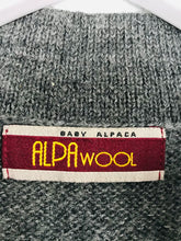 Load image into Gallery viewer, Alpa Wool Womens 100% Alpaca Knit Zip Up Jacket | UK12 | Grey
