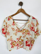 Load image into Gallery viewer, Flynn Skye Women's Floral Crop Blouse | M UK10-12 | Beige