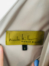 Load image into Gallery viewer, Nicole Miller Women's Satin V-Neck Sheath Dress | UK8 | Beige