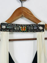 Load image into Gallery viewer, Meghan Women's Embroidered Pleated Midi Dress NWT | US2 UK6 | Beige