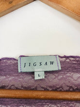 Load image into Gallery viewer, Jigsaw Women’s Lace Long Sleeve Wrap Blouse Top | L UK14 | Purple