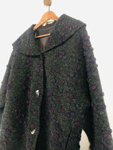 Load image into Gallery viewer, Heteroclite Women's Wool Polka Dot Overcoat Coat | L UK14 | Grey
