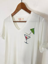 Load image into Gallery viewer, Louche Women's Embroidered V Neck T-Shirt | UK10 | White