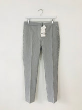 Load image into Gallery viewer, Zara Women’s Seersucker Striped Tapered Trousers NWT | L UK14 | Grey