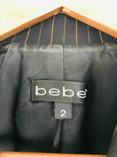 Load image into Gallery viewer, Bebe Women’s Pinstripe Fitted Suit Jacket | 2 UK6 | Black