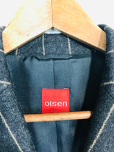 Load image into Gallery viewer, Olsen Women's Wool Striped Overcoat Coat | UK14 | Grey