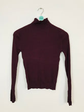 Load image into Gallery viewer, Zara Womens Rib Polo Turtle Neck Knit Top | EU S UK8 | Burgundy Red