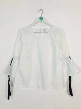 Load image into Gallery viewer, J Crew Women’s Gathered Sleeve Blouse | UK8 | White