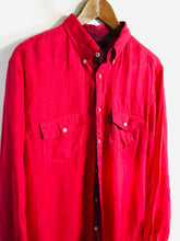 Load image into Gallery viewer, Tommy Hilfiger Men's Linen Long Sleeve Button-Up Shirt | L | Red