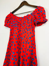 Load image into Gallery viewer, Urban Outfitters dot&x Women's Floral Ruched A-Line Dress | UK10 | Red