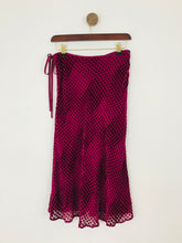 Load image into Gallery viewer, Laura Ashley Women’s Polka Dot Velvet Midi Skirt | UK10 | Burgundy Red
