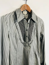 Load image into Gallery viewer, Karen Millen Women's Striped Half Button-Up Shirt | UK12 | Grey