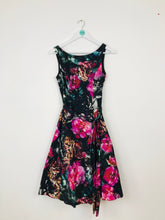 Load image into Gallery viewer, Phase Eight Floral A-Line Dress | UK8 | Black