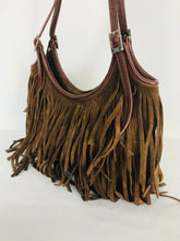 Load image into Gallery viewer, Karen Millen Womens Suede Fringe Hand Bag | Small | Brown