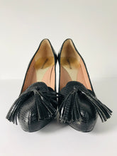 Load image into Gallery viewer, Emporio Armani Women’s Leather Tassel Court Heels | 40 UK7 | Black