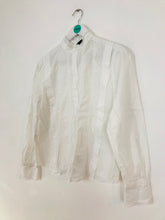Load image into Gallery viewer, Mango Women’s High Neck Lace Pleated Blouse | M | White