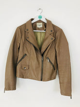 Load image into Gallery viewer, Silvian Heach Women’s Faux Leather Biker Jacket | XS UK6-8 | Brown