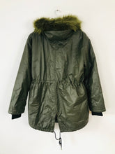 Load image into Gallery viewer, Whistles Women’s Waxy Faux Fur Hooded Parka Coat | M UK10-12 | Khaki Green