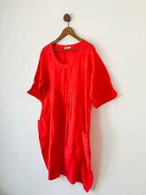 Load image into Gallery viewer, WoolOvers Women’s Linen Pleated Midi Tunic Dress | UK16 | Red Orange
