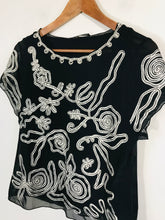 Load image into Gallery viewer, Jacques Vert Women's Floral Embroidered T-Shirt | S UK8 | Black