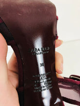 Load image into Gallery viewer, Zara Women’s Mesh Strap Sandal Heels | 38 UK5 | Burgundy Red