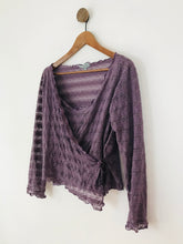 Load image into Gallery viewer, Jigsaw Women’s Lace Long Sleeve Wrap Blouse Top | L UK14 | Purple