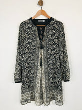 Load image into Gallery viewer, Mint Velvet Women's Silk Paisley Tassel Shift Dress | UK12 | Black