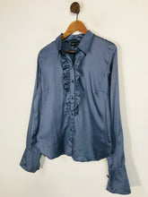 Load image into Gallery viewer, Agnes B Paris Women's Ruffle Button-Up Shirt | EU42 UK14 | Blue