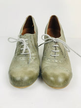 Load image into Gallery viewer, Office Women's Leather Brogue Loafer Heels | EU38 UK5 | Green