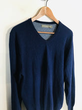 Load image into Gallery viewer, Samuel Windsor Men's Wool V-Neck Jumper | M | Blue