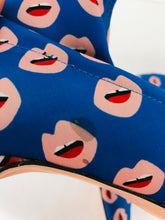 Load image into Gallery viewer, Zara Women’s Printed Mouth Sock Boot Heels | 38 UK5 | Blue