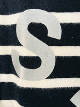 Load image into Gallery viewer, Whistles Women’s Striped C'est La Vie Sweatshirt Jumper | M UK10-12 | Navy