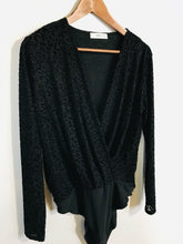 Load image into Gallery viewer, Mango Women's Leopard Print Bodysuit Blouse | L UK14 | Black