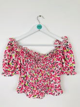Load image into Gallery viewer, Zara Womens Floral Cropped Blouse | XS | Pink