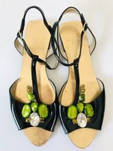 Load image into Gallery viewer, LK Bennett Women's Crystal Patent Leather Sandals | 39 UK6 | Black