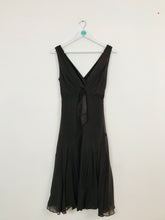 Load image into Gallery viewer, Ted Baker Women’s Silk V-Neck A-Line Midi Dress | 2 UK10 | Brown