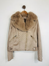 Load image into Gallery viewer, River Island Women's Faux Fur Biker Jacket | UK16 | Beige