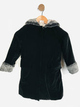 Load image into Gallery viewer, Laura Ashley Kid's Faux Fur Zip Overcoat Coat | 6 years | Black